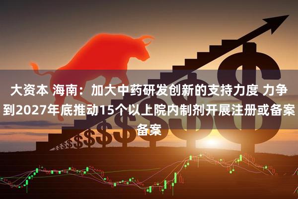 大资本 海南：加大中药研发创新的支持力度 力争到2027年底推动15个以上院内制剂开展注册或备案
